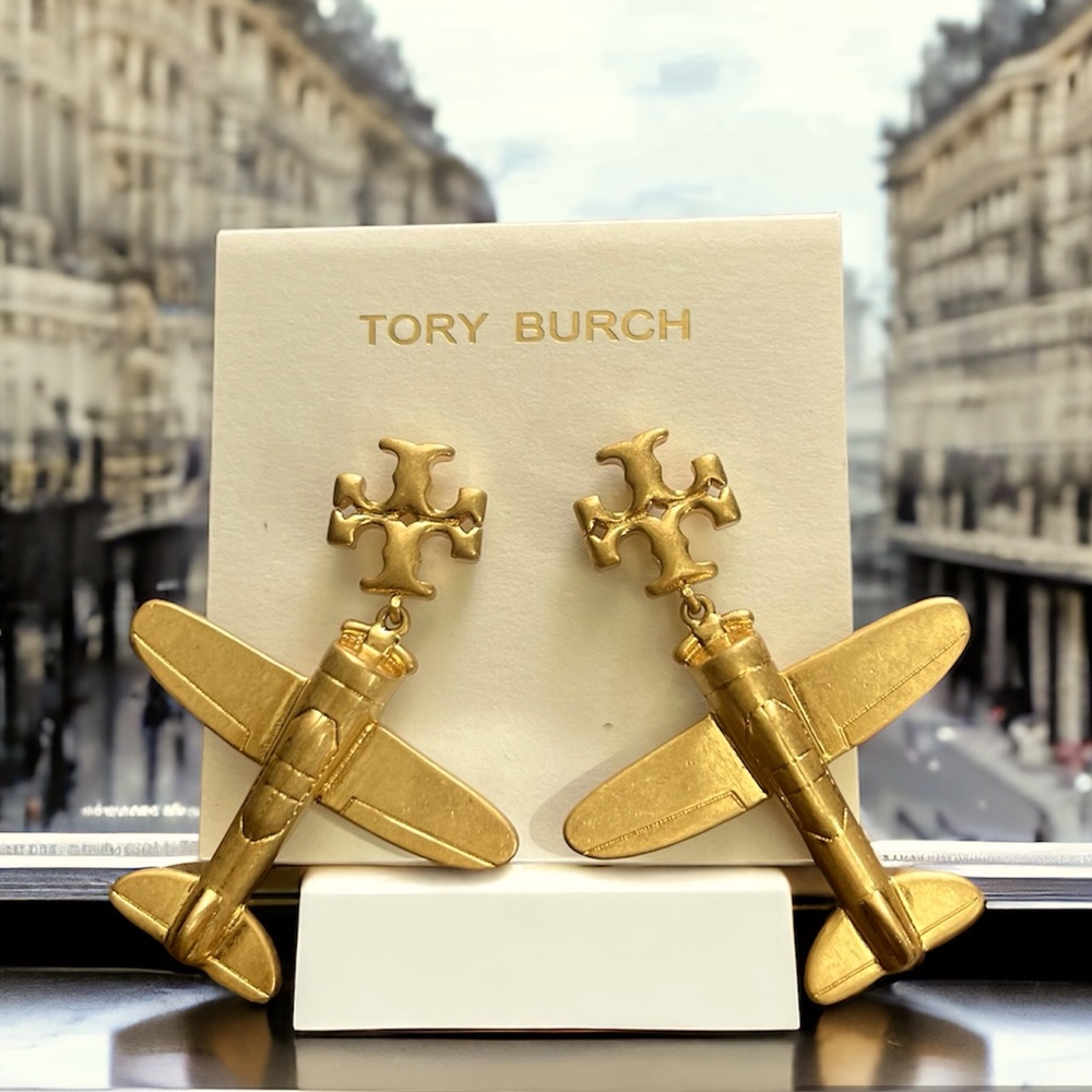 Tory Burch Airplane Drop Earings Perfect Pilot Or Flight Attendant Gift